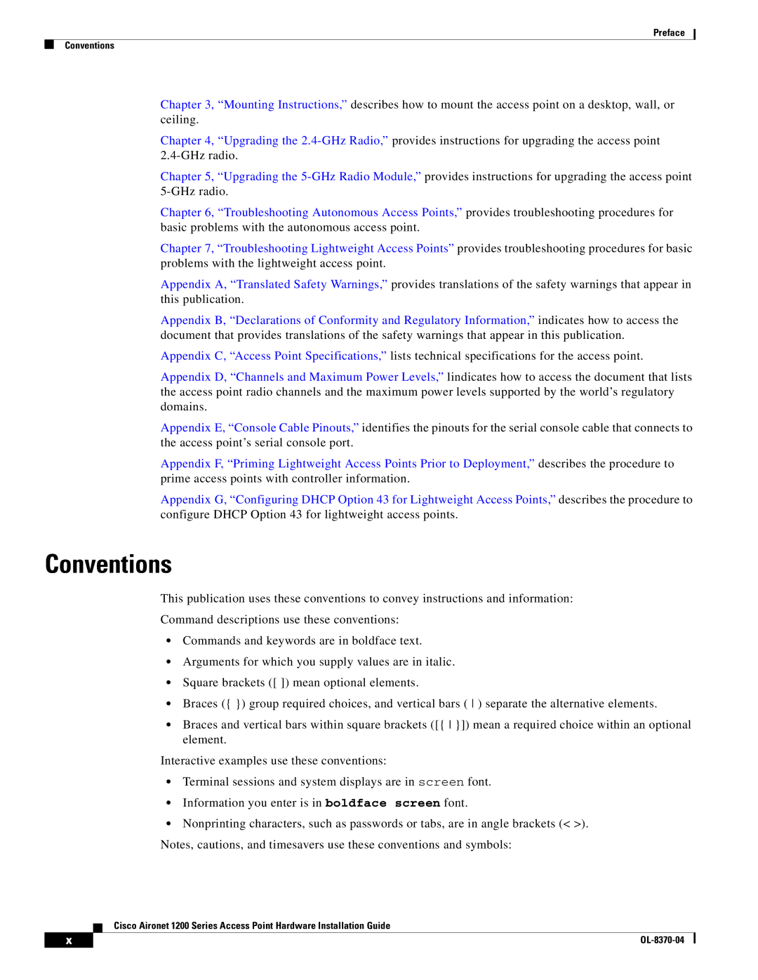 Cisco Systems 1200 manual Conventions 