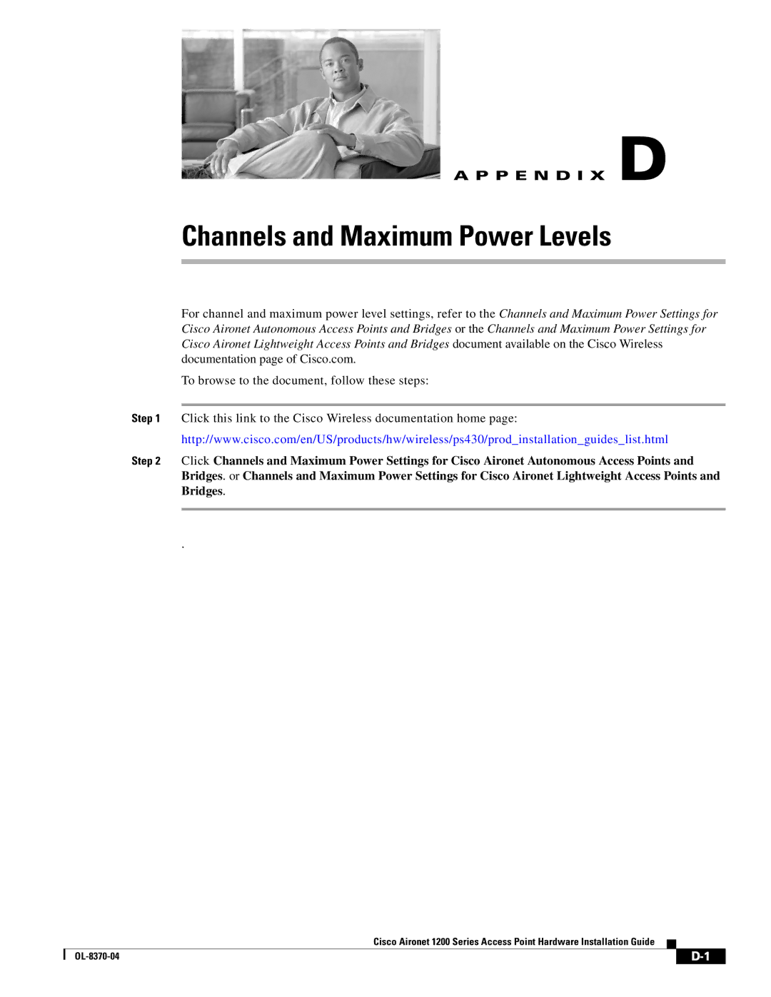 Cisco Systems 1200 manual Channels and Maximum Power Levels 