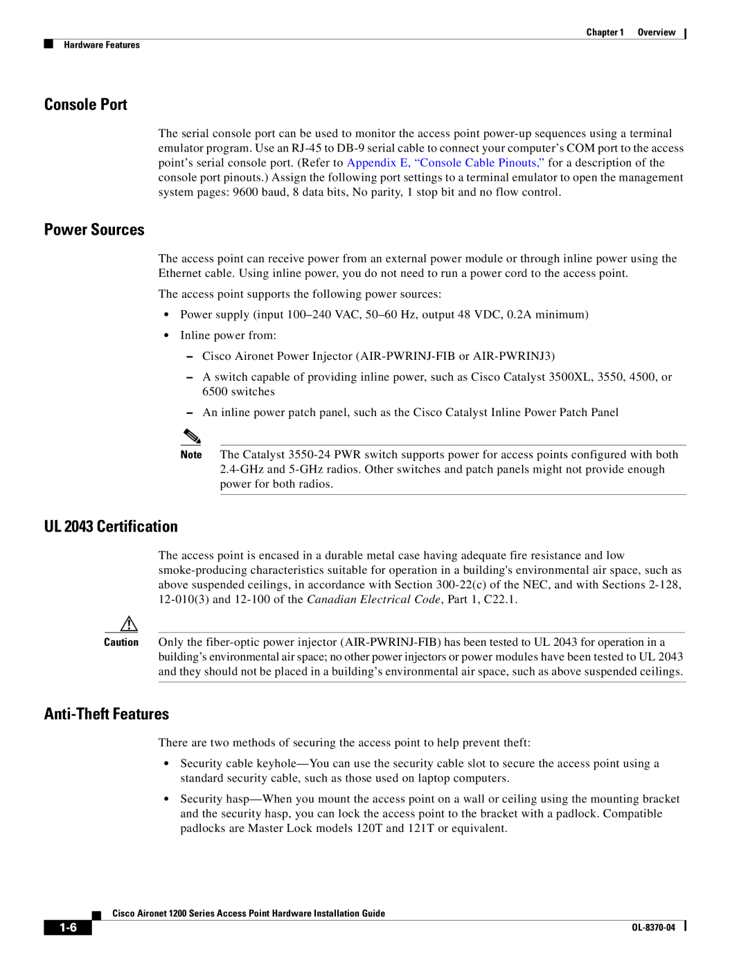 Cisco Systems 1200 manual Console Port 