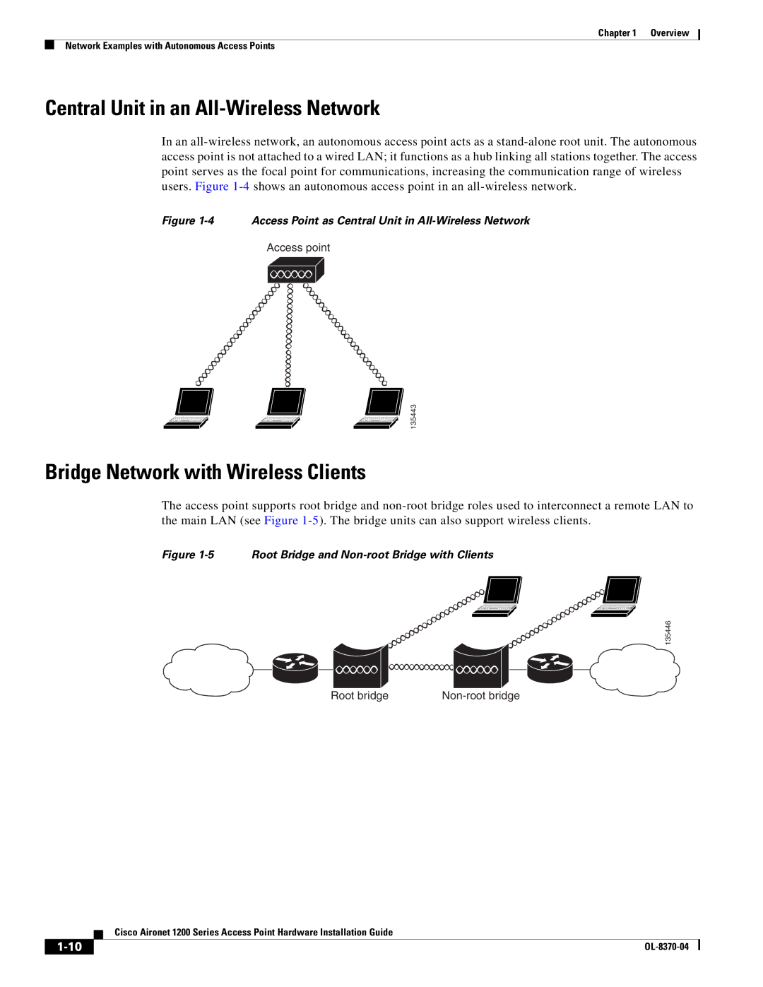 Cisco Systems 1200 manual Central Unit in an All-Wireless Network, Bridge Network with Wireless Clients 