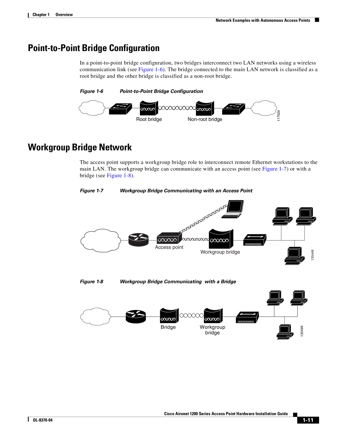 Cisco Systems 1200 manual Point-to-Point Bridge Configuration, Workgroup Bridge Network 