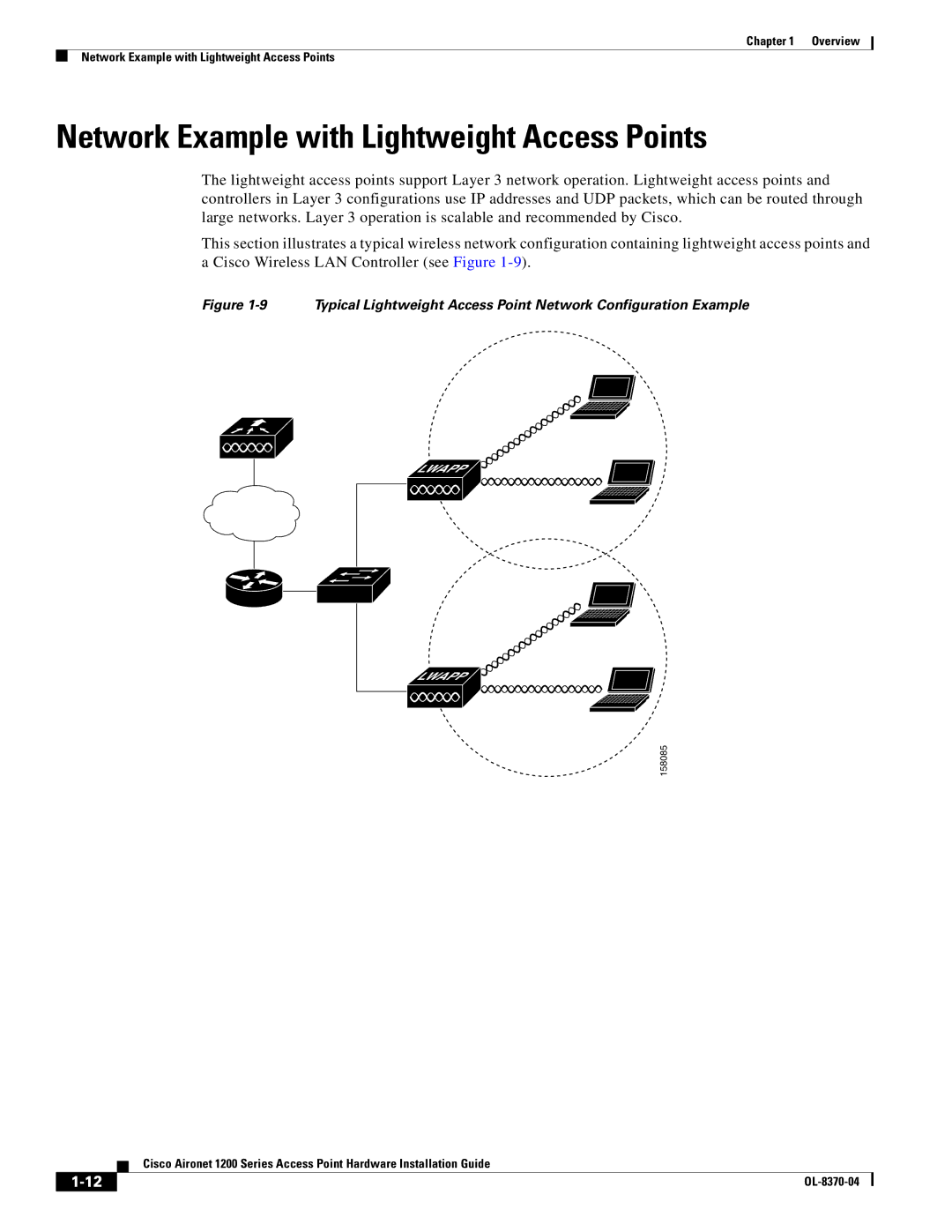 Cisco Systems 1200 manual Network Example with Lightweight Access Points 