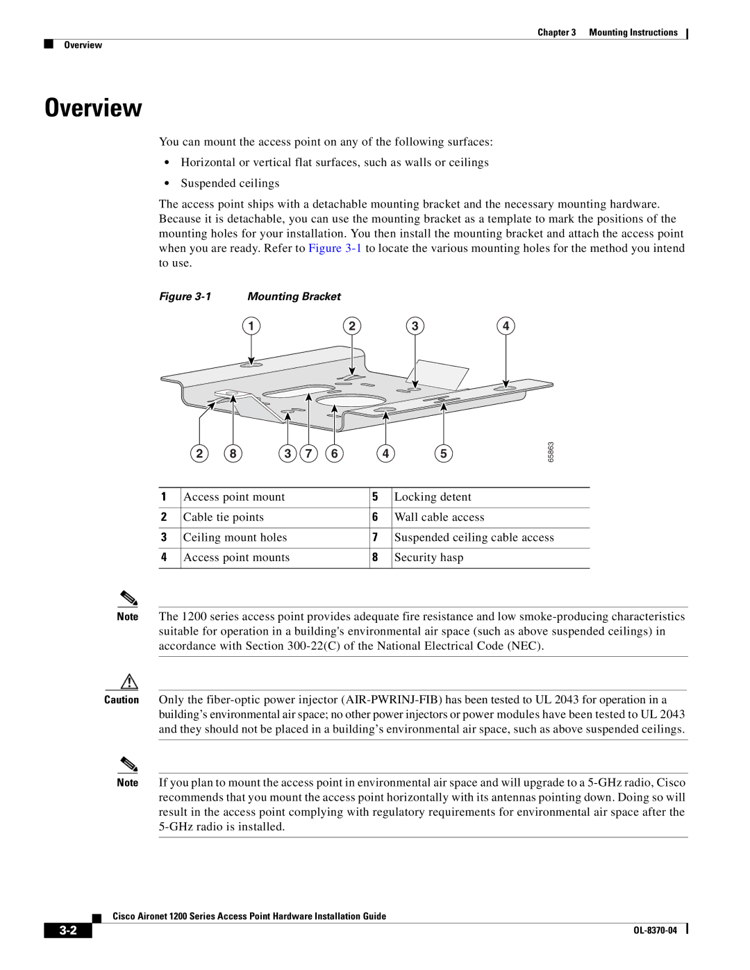 Cisco Systems 1200 manual Overview, Mounting Bracket 