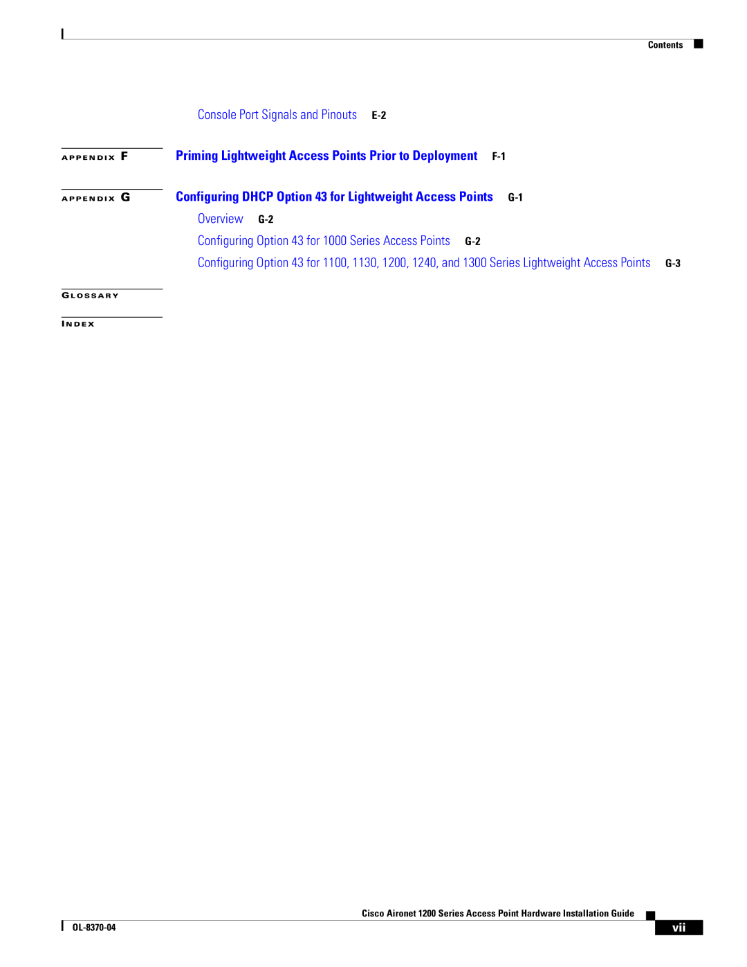 Cisco Systems 1200 manual Console Port Signals and Pinouts E-2 