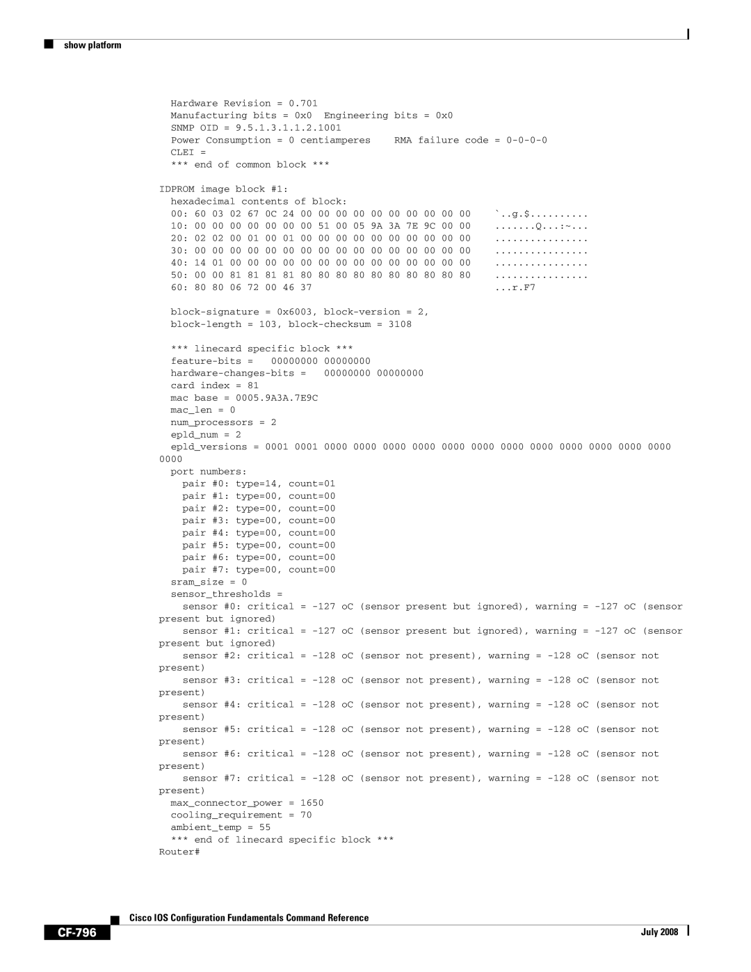 Cisco Systems 12000 series manual CF-796, Clei = 