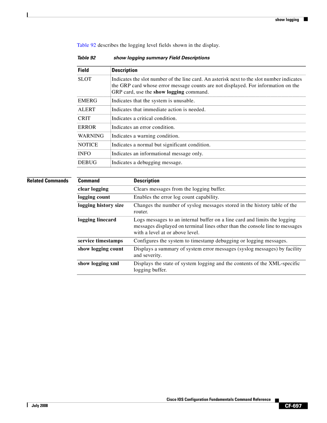 Cisco Systems 12000 series manual Command Description, CF-697 