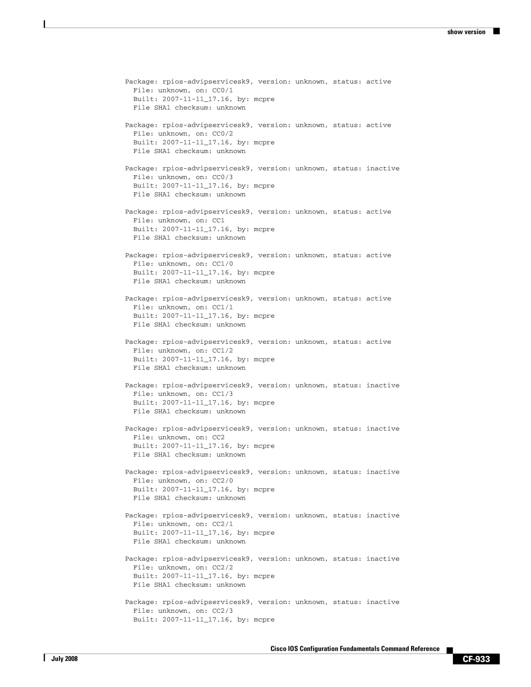 Cisco Systems 12000 series manual CF-933 