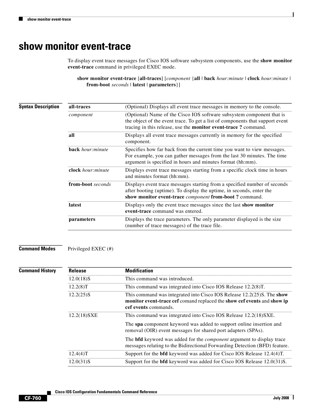 Cisco Systems 12000 series manual Show monitor event-trace, CF-760 