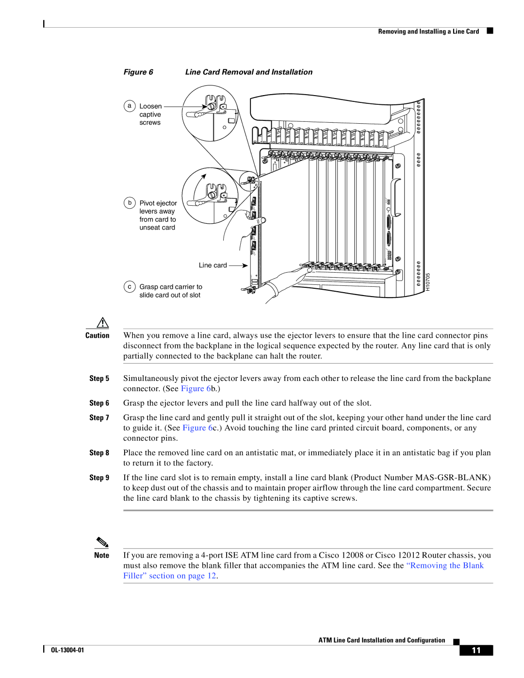 Cisco Systems 12000 series specifications Line Card Removal and Installation 