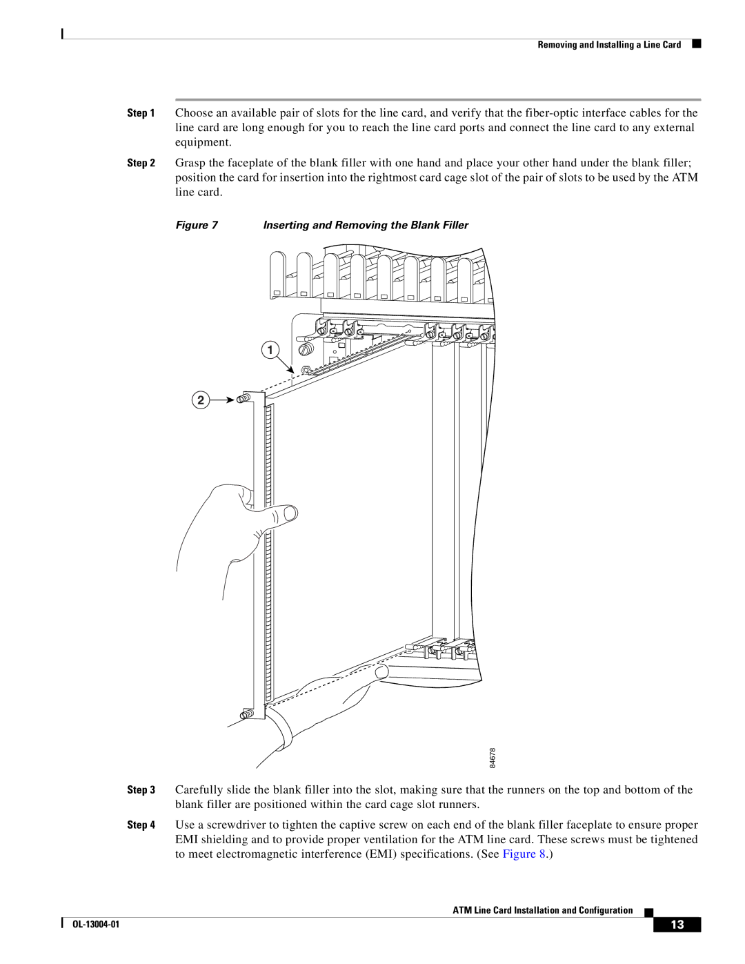 Cisco Systems 12000 series specifications Inserting and Removing the Blank Filler 