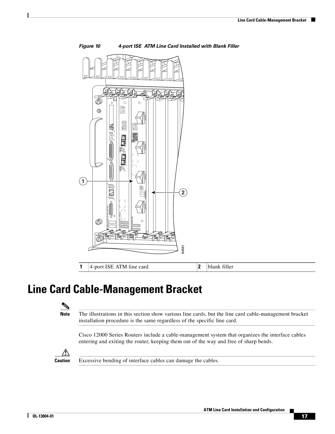 Cisco Systems 12000 series specifications Line Card Cable-Management Bracket 