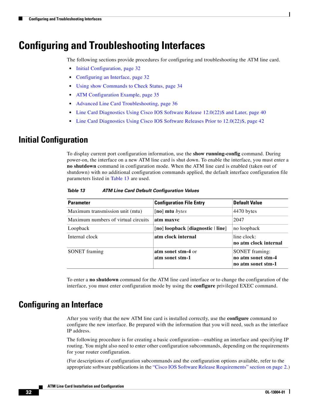 Cisco Systems 12000 series Configuring and Troubleshooting Interfaces, Initial Configuration, Configuring an Interface 