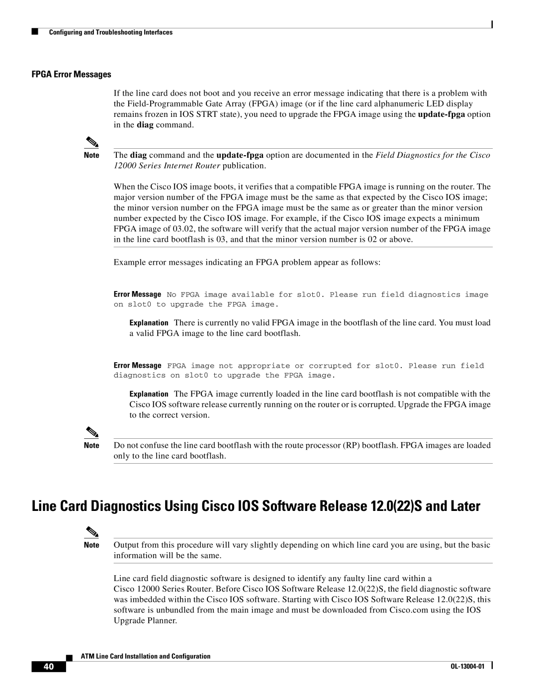 Cisco Systems 12000 series specifications Fpga Error Messages 