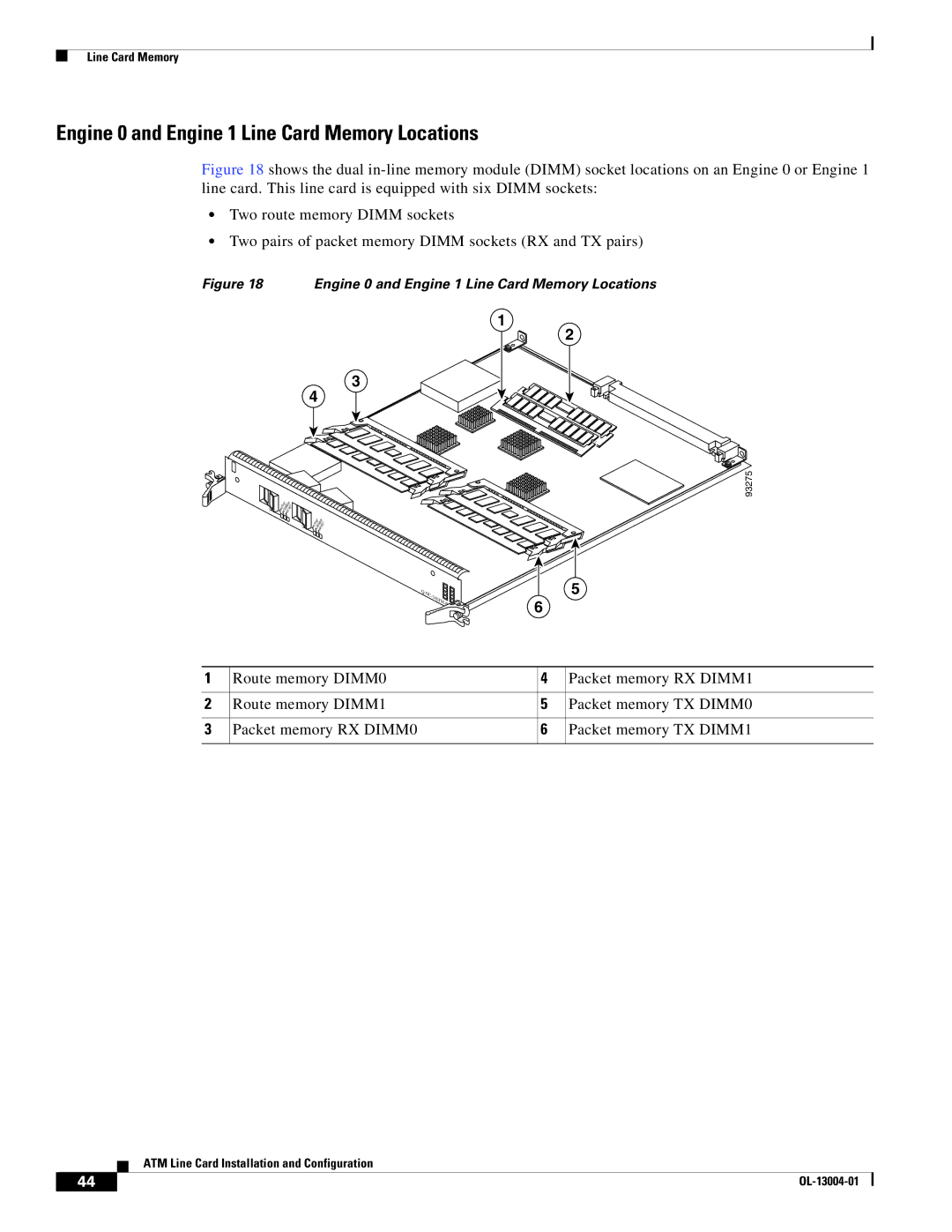 Cisco Systems 12000 series specifications Engine 0 and Engine 1 Line Card Memory Locations 