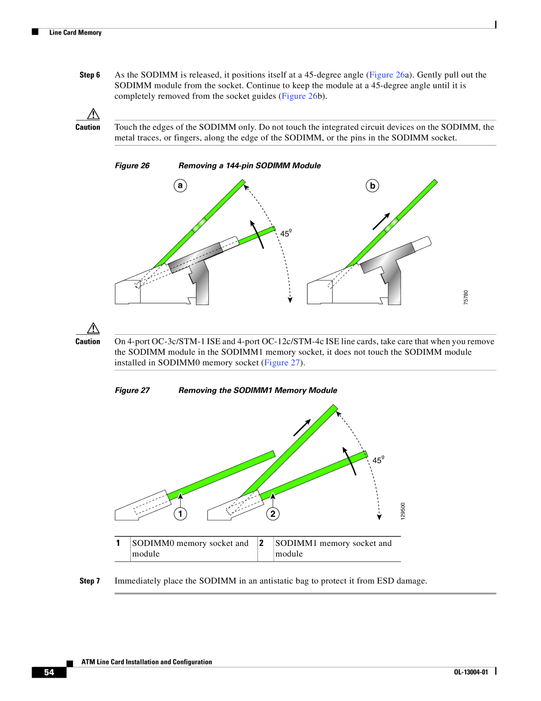 Cisco Systems 12000 series specifications Removing a 144-pin Sodimm Module 