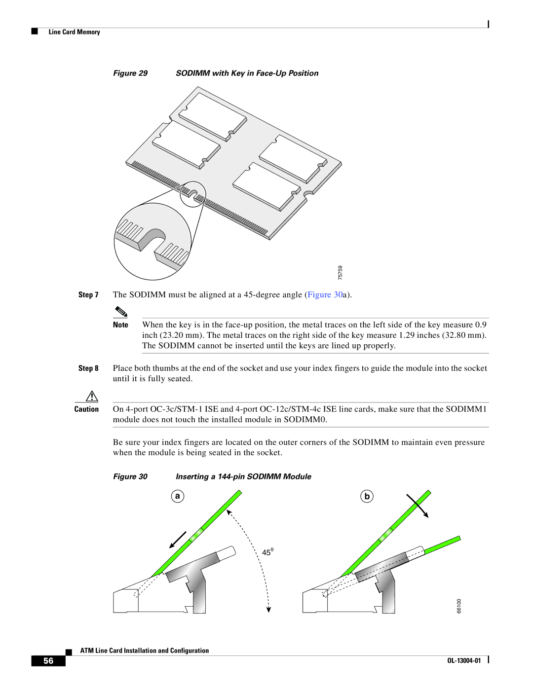 Cisco Systems 12000 series specifications Sodimm with Key in Face-Up Position 