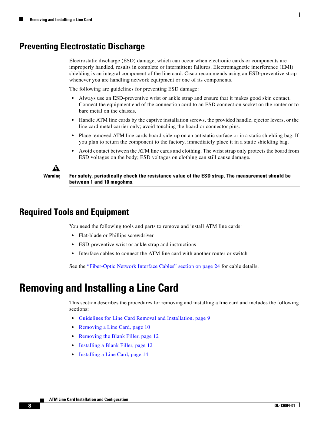 Cisco Systems 12000 series specifications Removing and Installing a Line Card, Preventing Electrostatic Discharge 