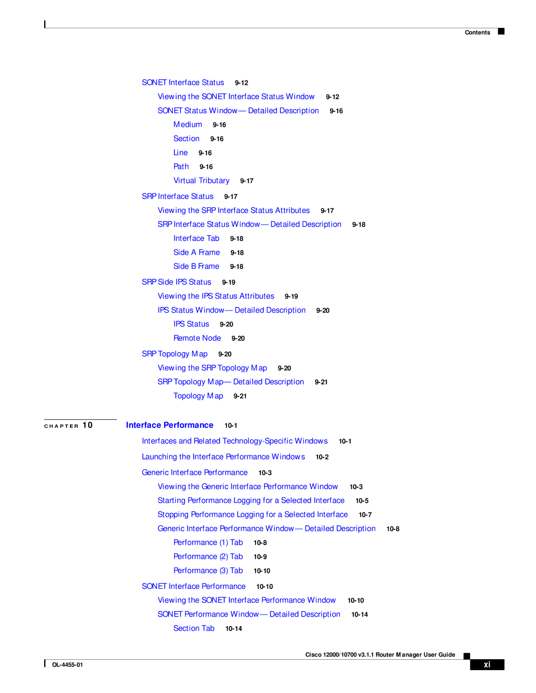 Cisco Systems 12000/10700 V3.1.1 manual Sonet Interface Status 