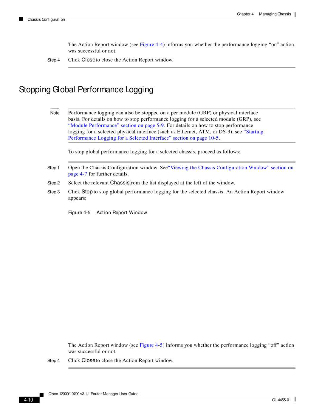 Cisco Systems 12000/10700 V3.1.1 manual Stopping Global Performance Logging 