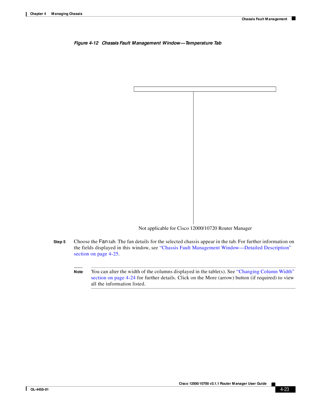 Cisco Systems 12000/10700 V3.1.1 manual Chassis Fault Management Window-Temperature Tab 