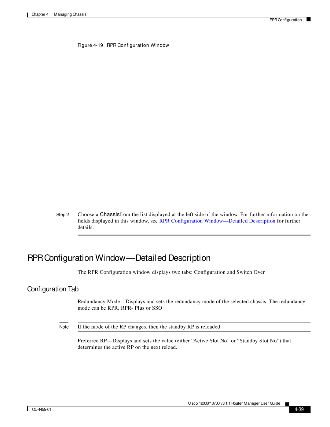 Cisco Systems 12000/10700 V3.1.1 manual RPR Configuration Window-Detailed Description 