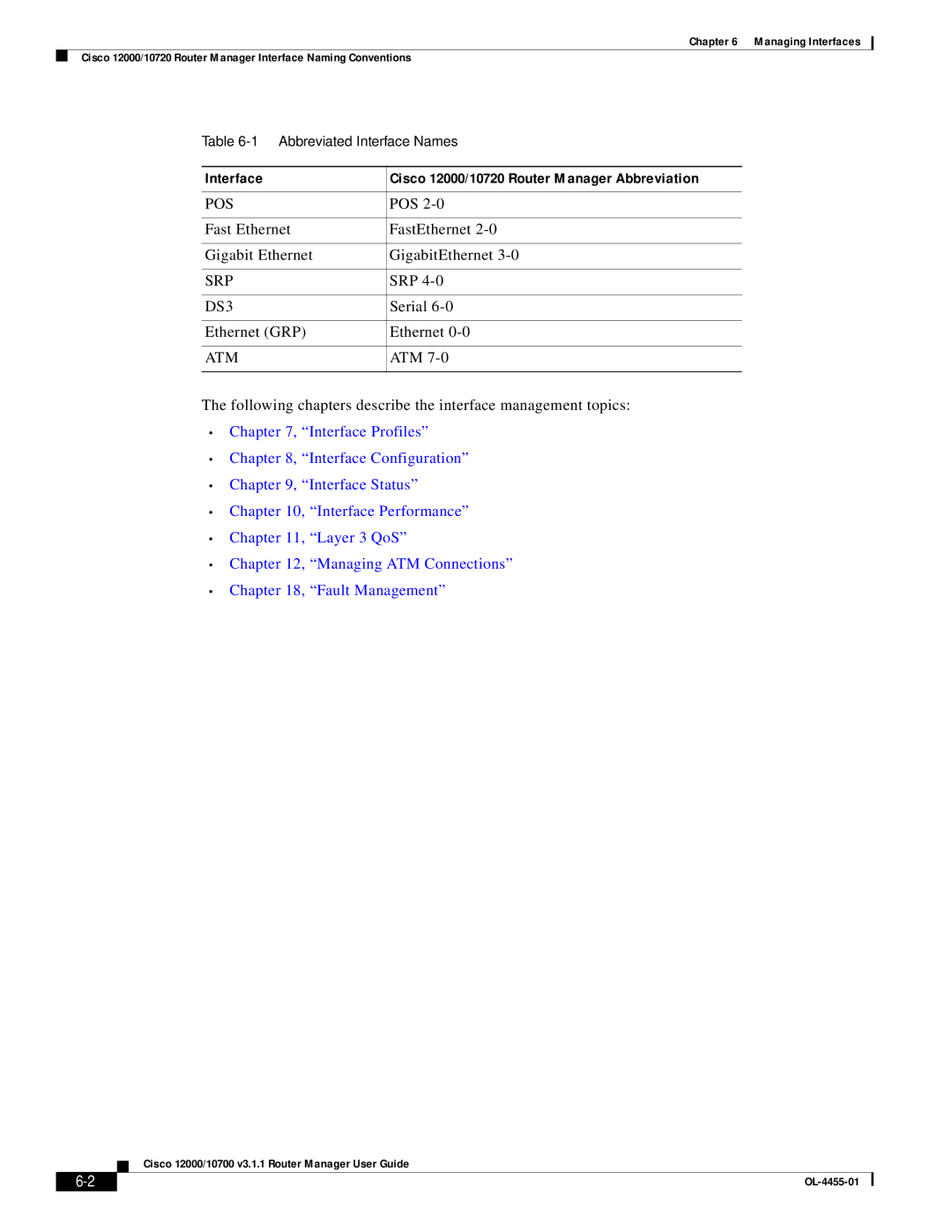 Cisco Systems 12000/10700 V3.1.1 manual Interface 