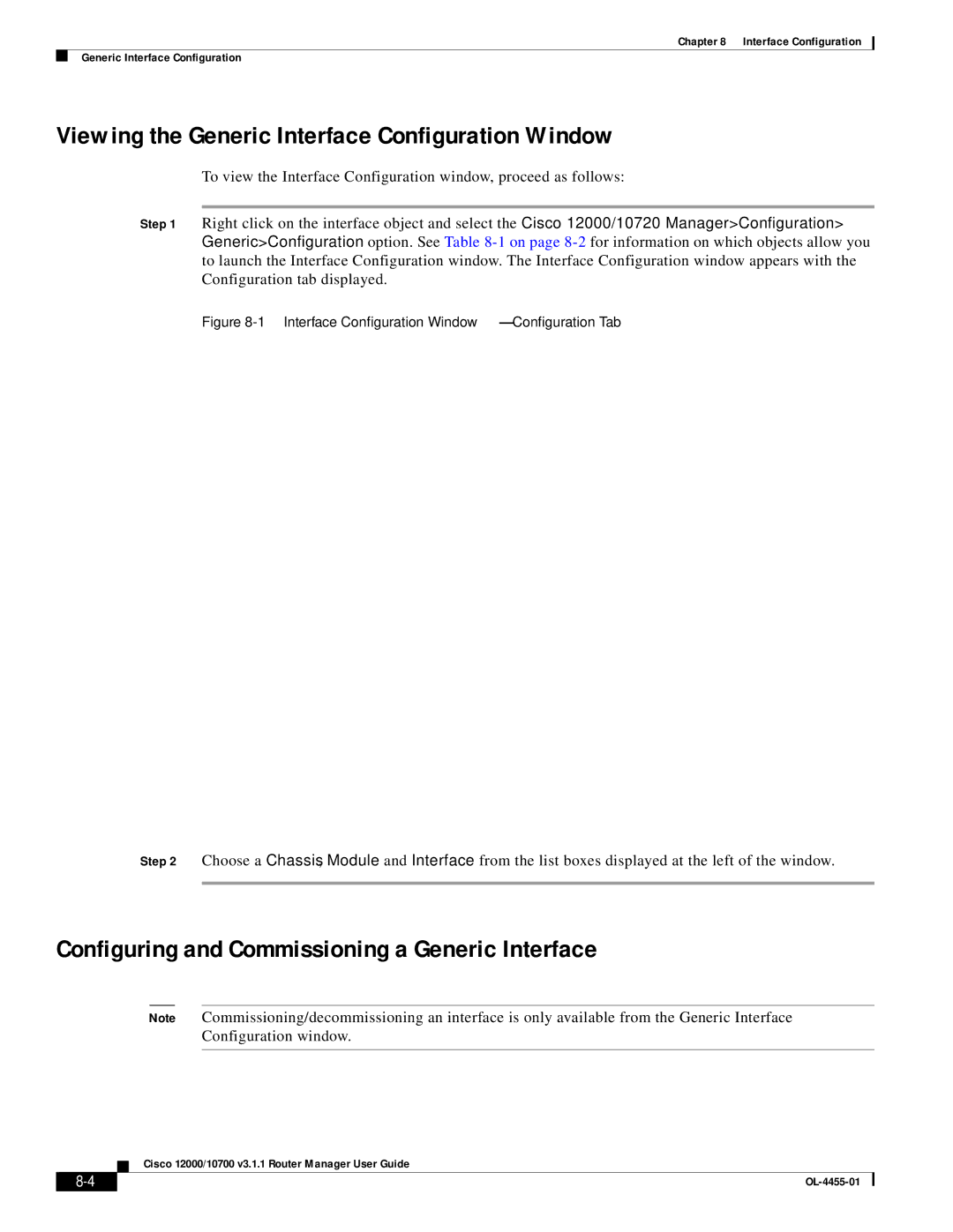 Cisco Systems 12000/10700 V3.1.1 manual Viewing the Generic Interface Configuration Window 