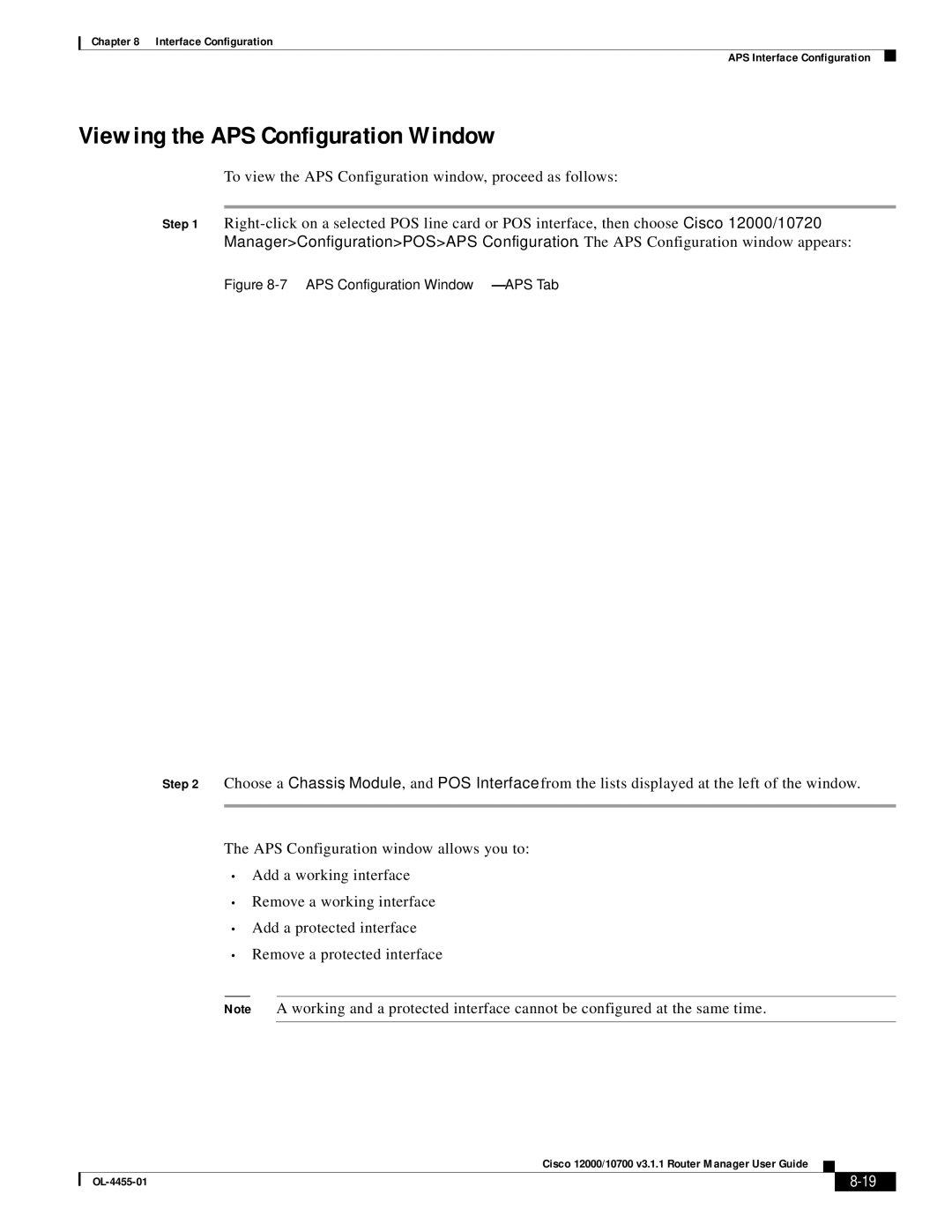 Cisco Systems 12000/10700 V3.1.1 manual Viewing the APS Configuration Window, APS Configuration Window-APS Tab 