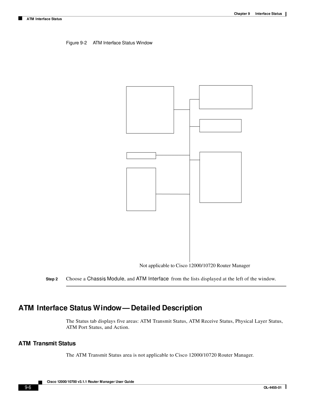 Cisco Systems 12000/10700 V3.1.1 manual ATM Interface Status Window-Detailed Description, ATM Transmit Status 