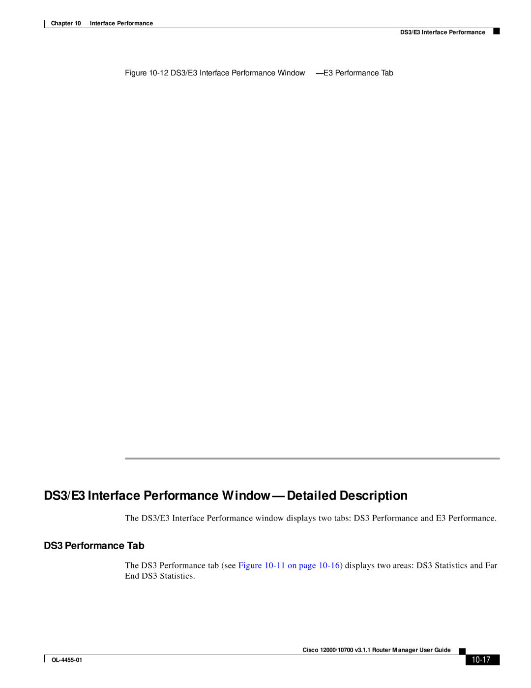 Cisco Systems 12000/10700 V3.1.1 DS3/E3 Interface Performance Window-Detailed Description, DS3 Performance Tab, 10-17 