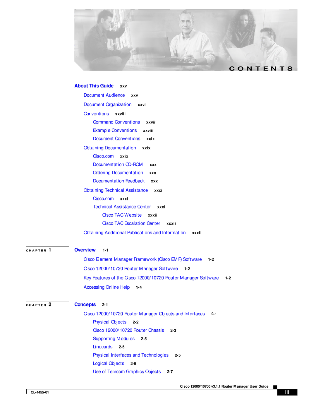 Cisco Systems 12000/10700 V3.1.1 manual N T E N T S, Iii 