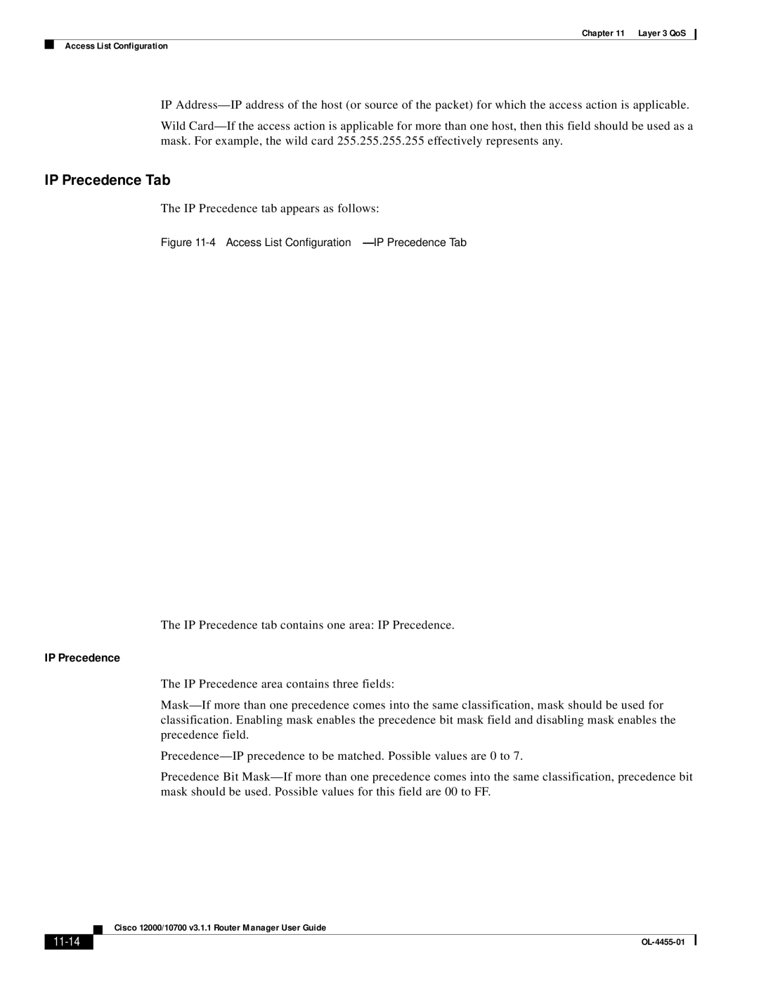 Cisco Systems 12000/10700 V3.1.1 manual IP Precedence Tab, 11-14 