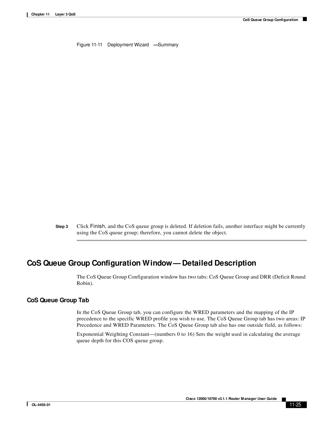 Cisco Systems 12000/10700 V3.1.1 CoS Queue Group Configuration Window-Detailed Description, CoS Queue Group Tab, 11-25 