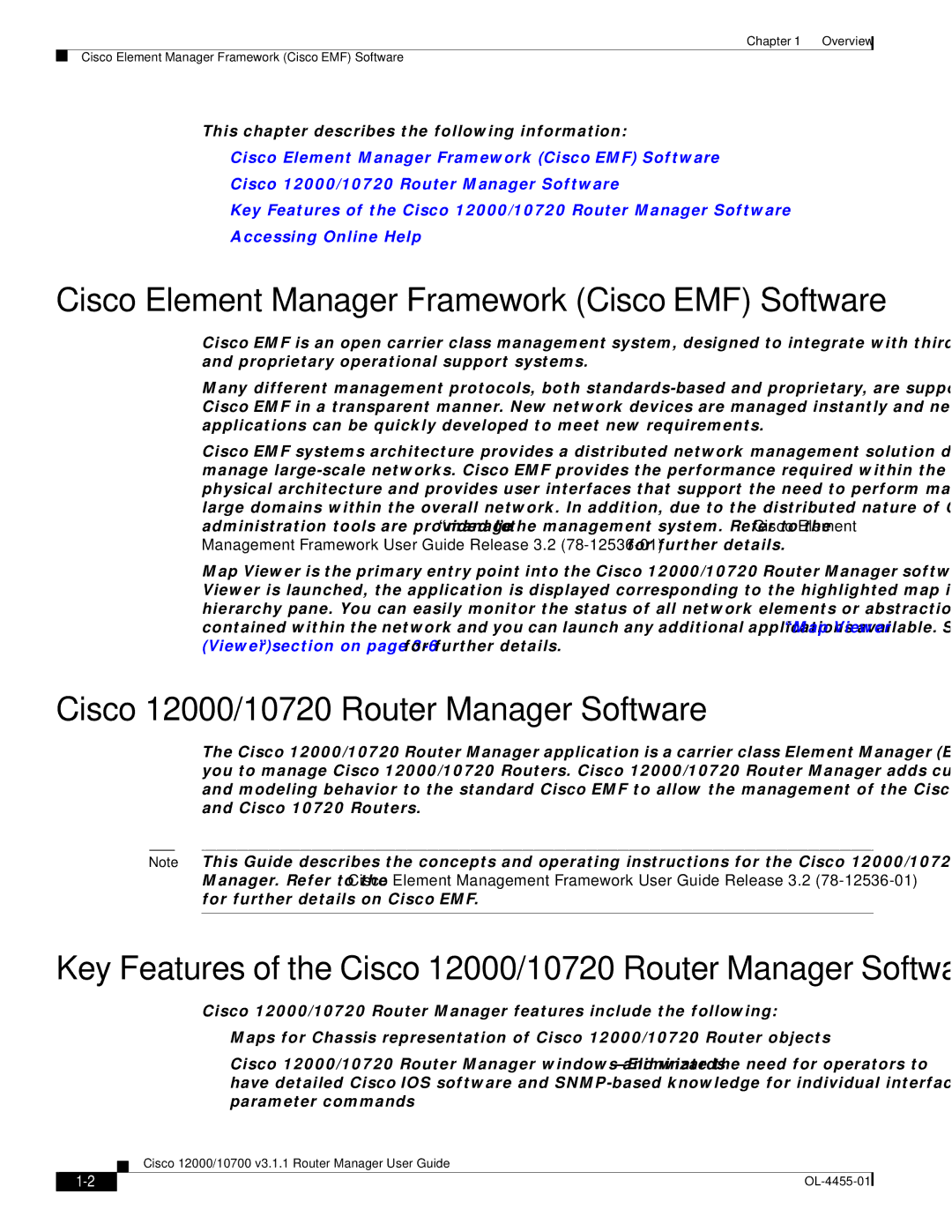 Cisco Systems 12000/10700 V3.1.1 manual Cisco 12000/10720 Router Manager Software 