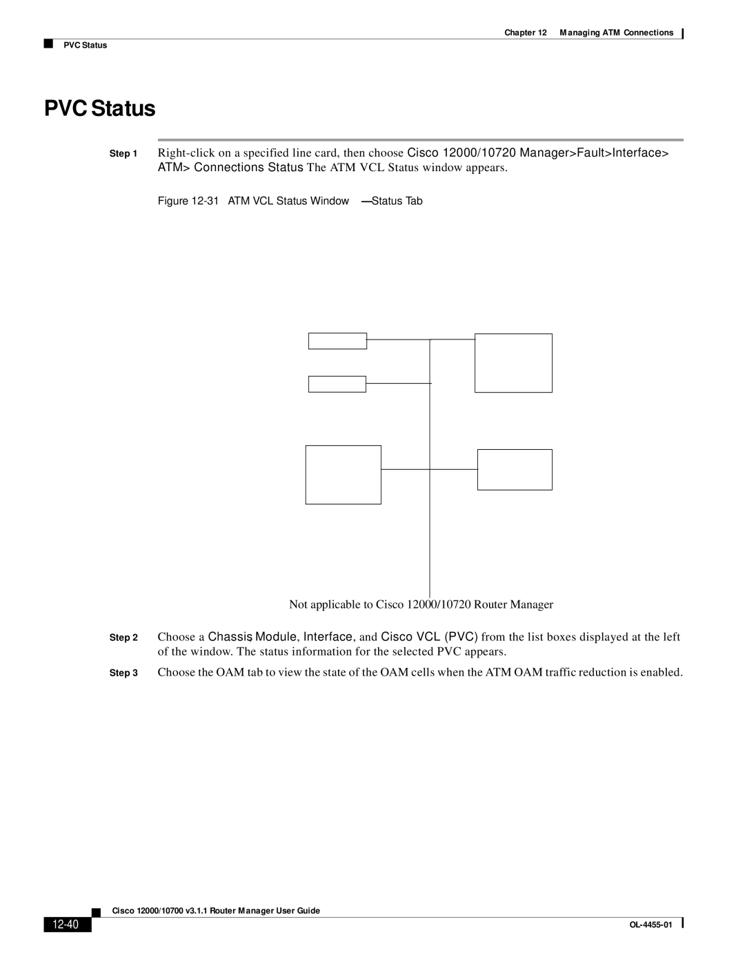 Cisco Systems 12000/10700 V3.1.1 manual PVC Status, 12-40 