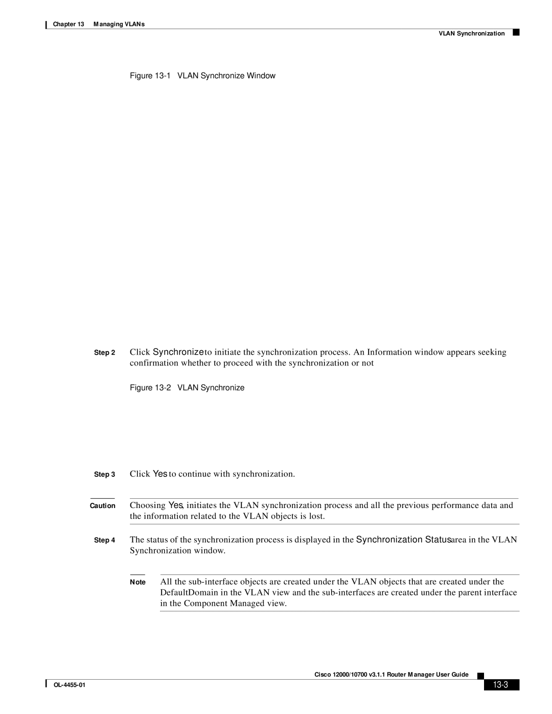 Cisco Systems 12000/10700 V3.1.1 manual 13-3, Vlan Synchronize Window 