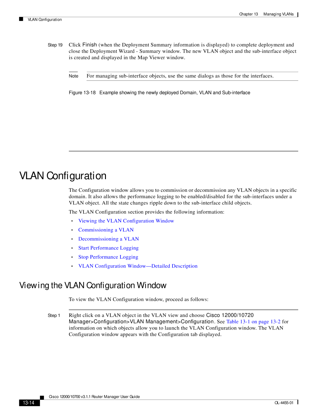 Cisco Systems 12000/10700 V3.1.1 manual Viewing the Vlan Configuration Window, 13-14 