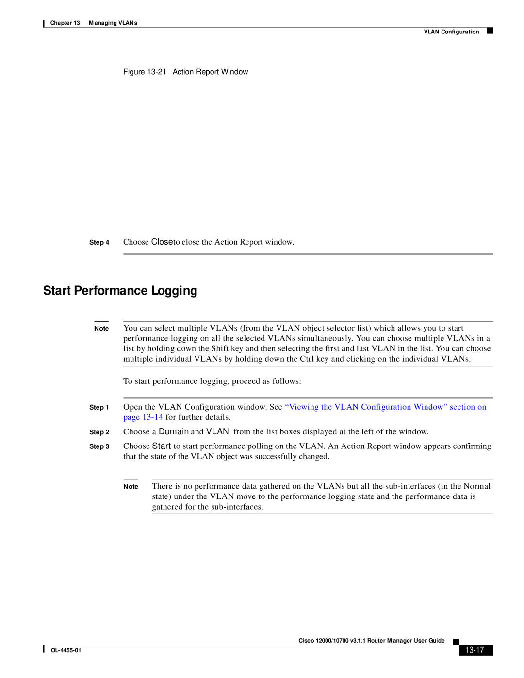 Cisco Systems 12000/10700 V3.1.1 manual Start Performance Logging, 13-17 