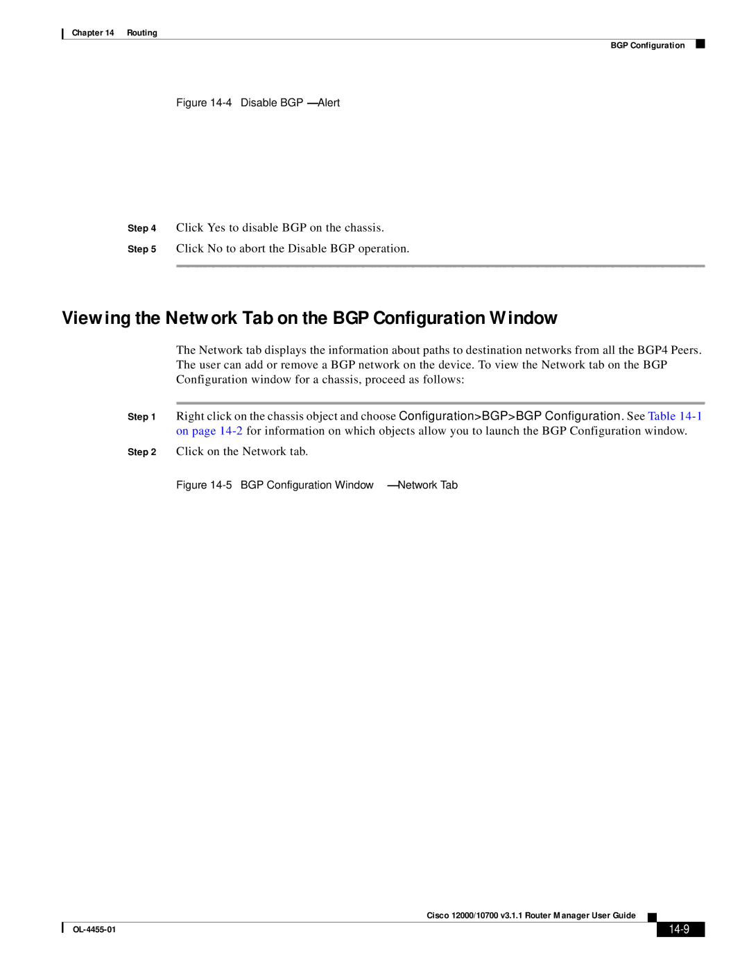 Cisco Systems 12000/10700 V3.1.1 manual Viewing the Network Tab on the BGP Configuration Window, 14-9 