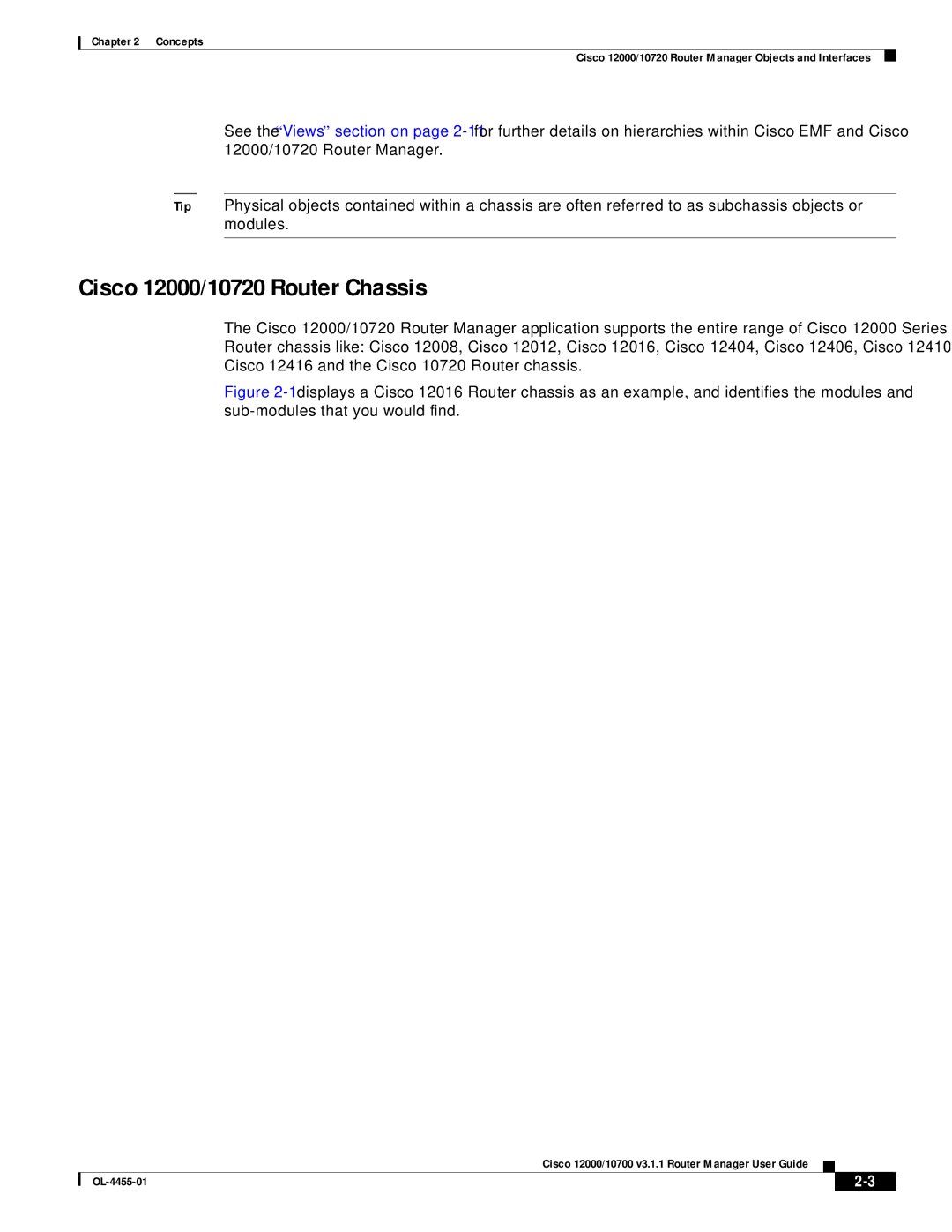 Cisco Systems 12000/10700 V3.1.1 manual Cisco 12000/10720 Router Chassis 