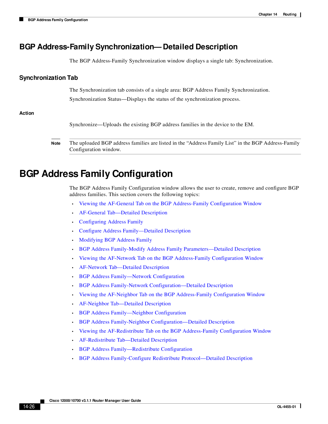 Cisco Systems 12000/10700 V3.1.1 BGP Address Family Configuration, BGP Address-Family Synchronization-Detailed Description 