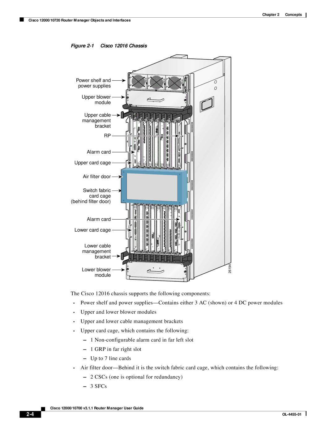 Cisco Systems 12000/10700 V3.1.1 manual Cisco 12016 Chassis 