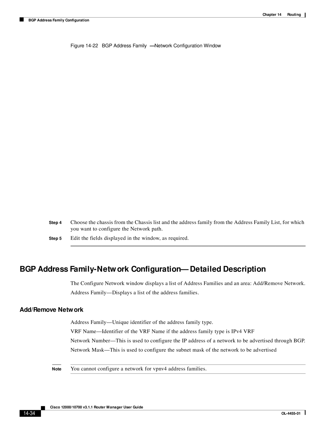 Cisco Systems 12000/10700 V3.1.1 manual Add/Remove Network, 14-34 