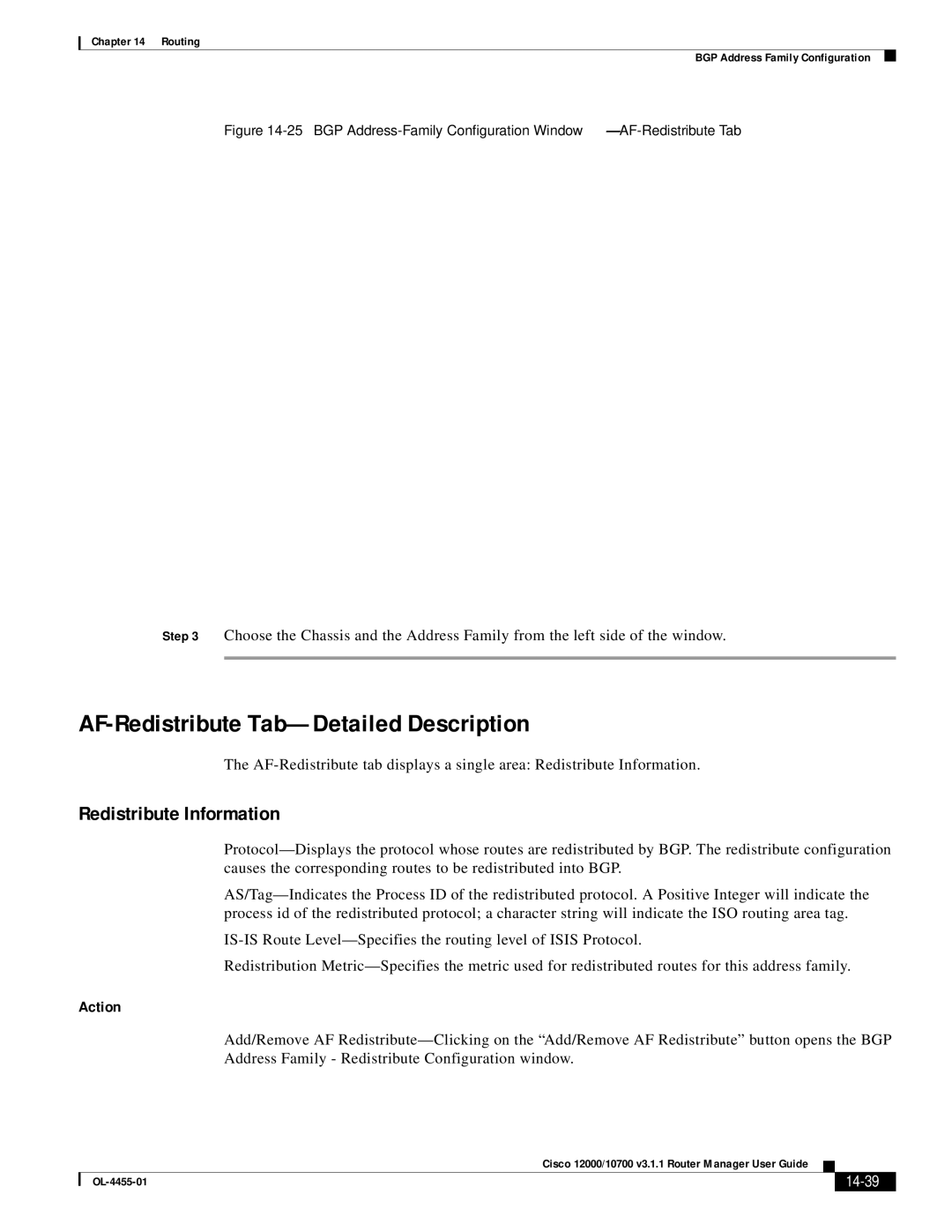 Cisco Systems 12000/10700 V3.1.1 manual AF-Redistribute Tab-Detailed Description, Redistribute Information, 14-39 