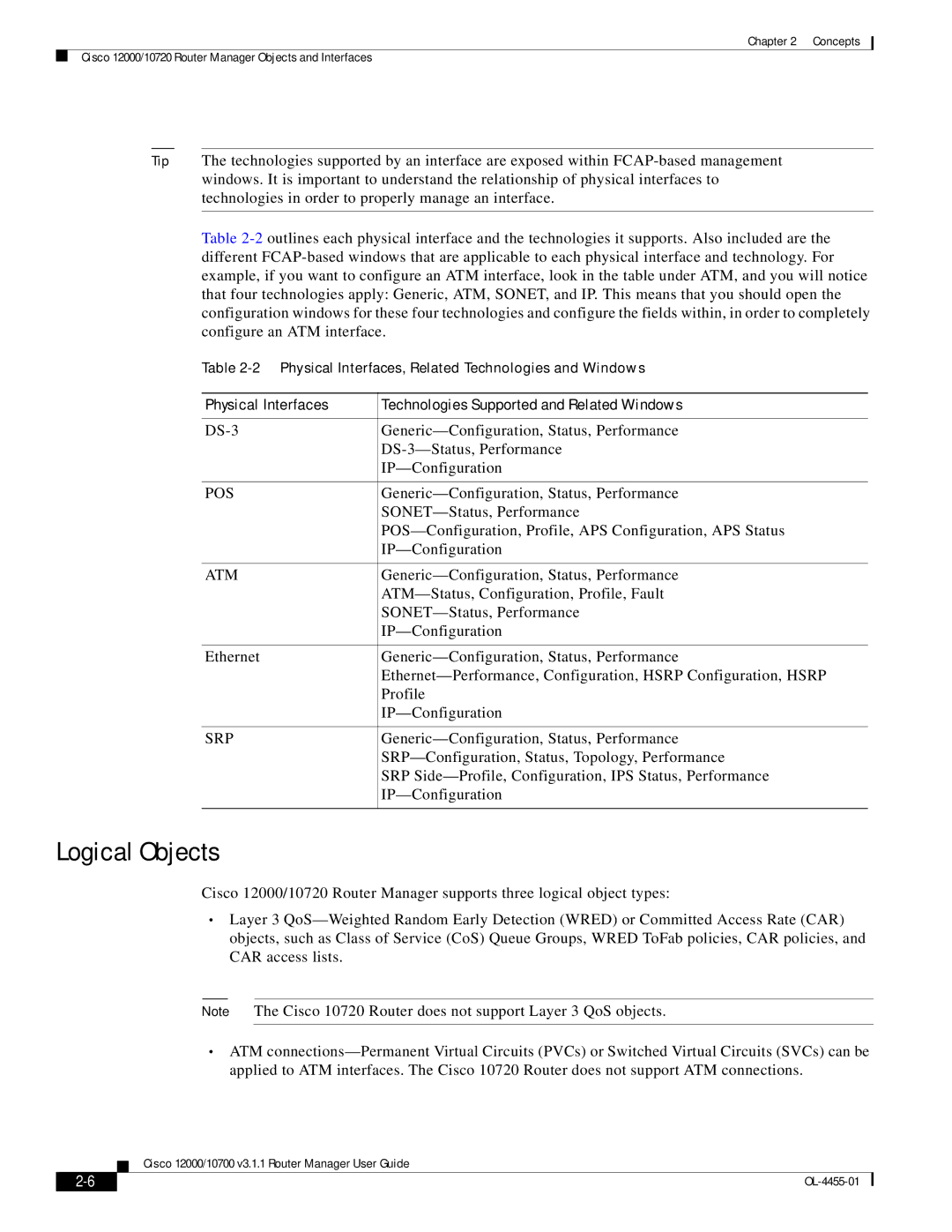 Cisco Systems 12000/10700 V3.1.1 manual Logical Objects, Pos 