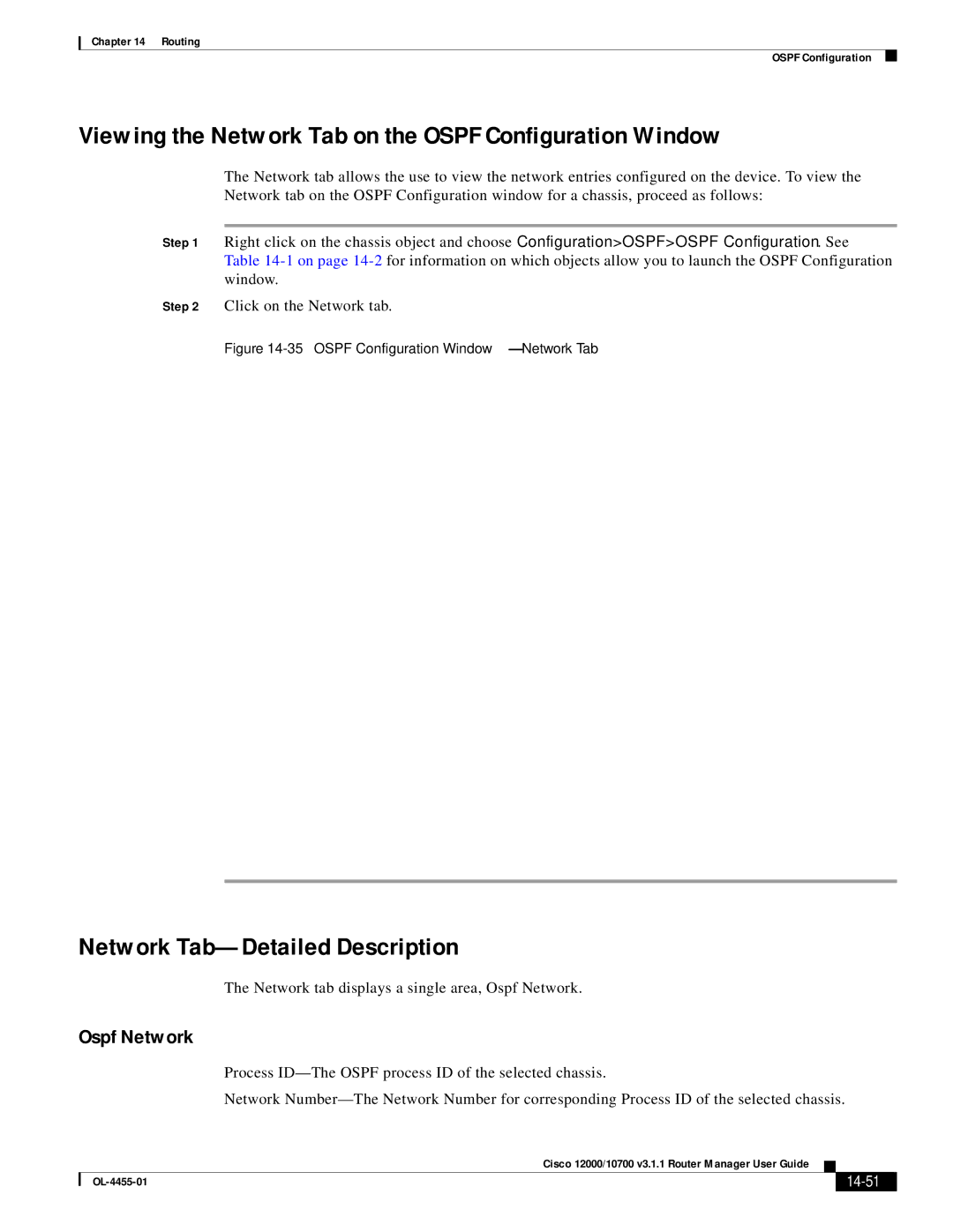 Cisco Systems 12000/10700 V3.1.1 manual Viewing the Network Tab on the Ospf Configuration Window, Ospf Network, 14-51 