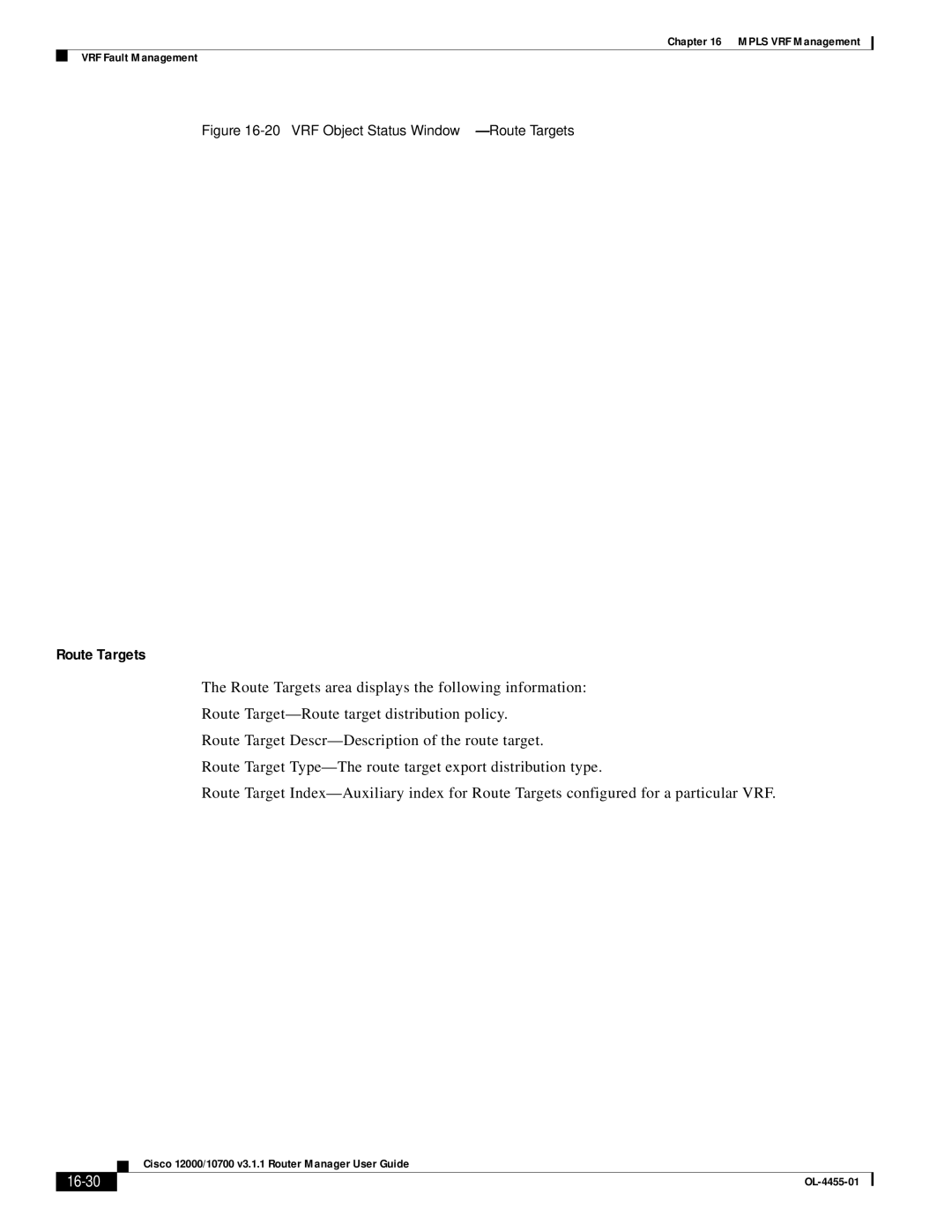 Cisco Systems 12000/10700 V3.1.1 manual Route Targets, 16-30 