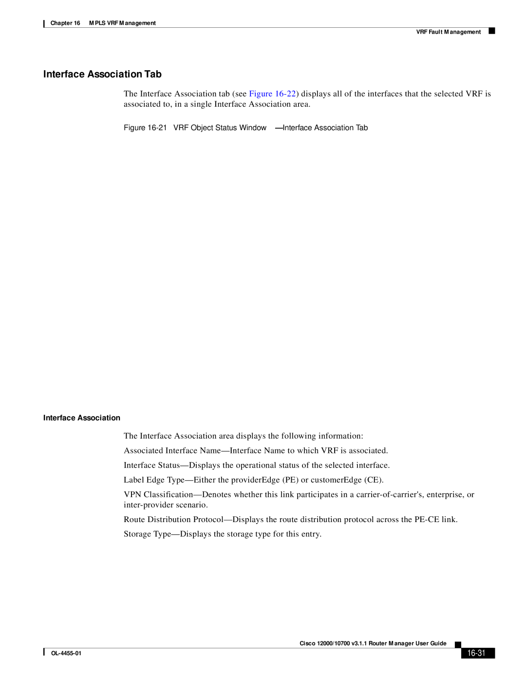 Cisco Systems 12000/10700 V3.1.1 manual Interface Association Tab, 16-31 