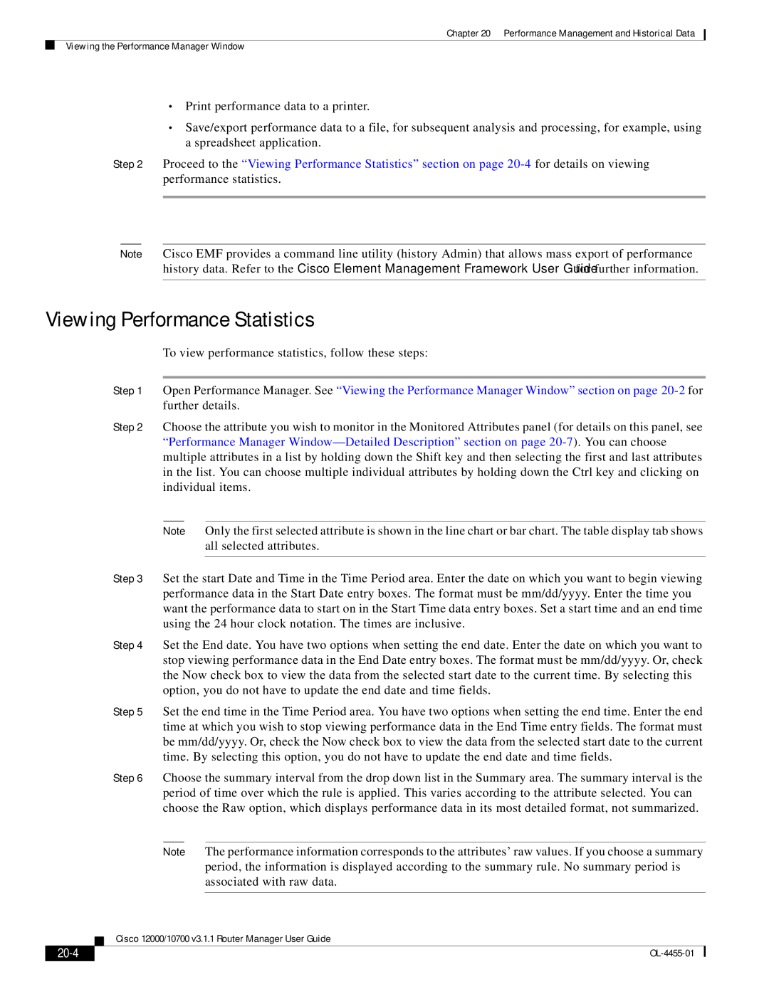 Cisco Systems 12000/10700 V3.1.1 manual Viewing Performance Statistics, 20-4 