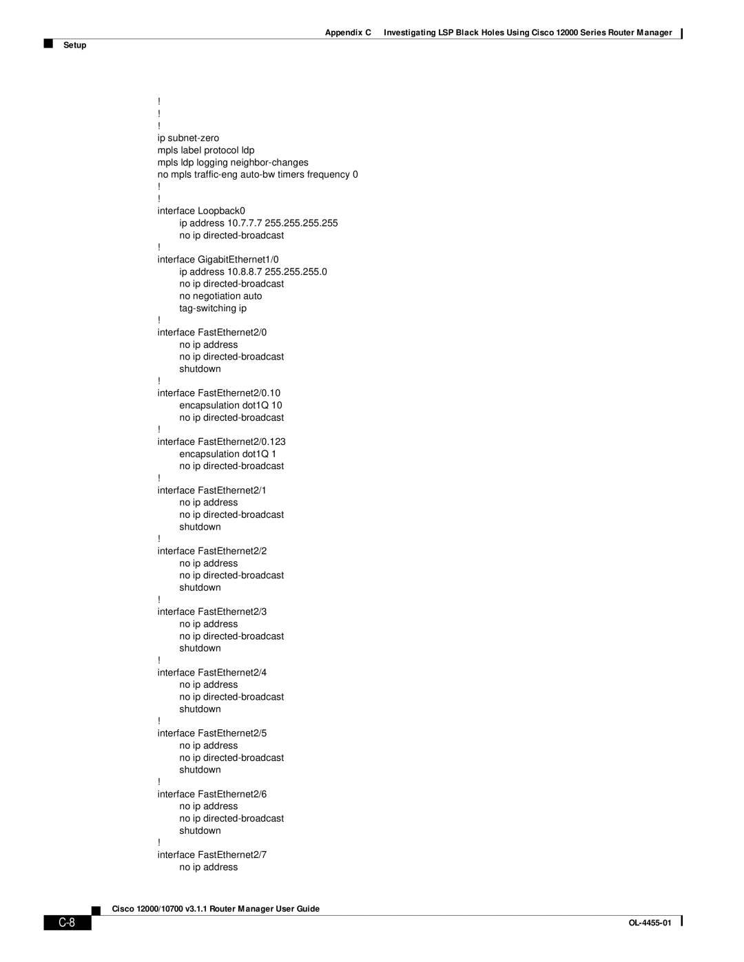 Cisco Systems 12000/10700 V3.1.1 manual Interface GigabitEthernet1/0 